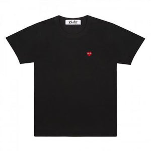 BLACK T-SHIRT WITH MINI RED EMBROIDERED HEART