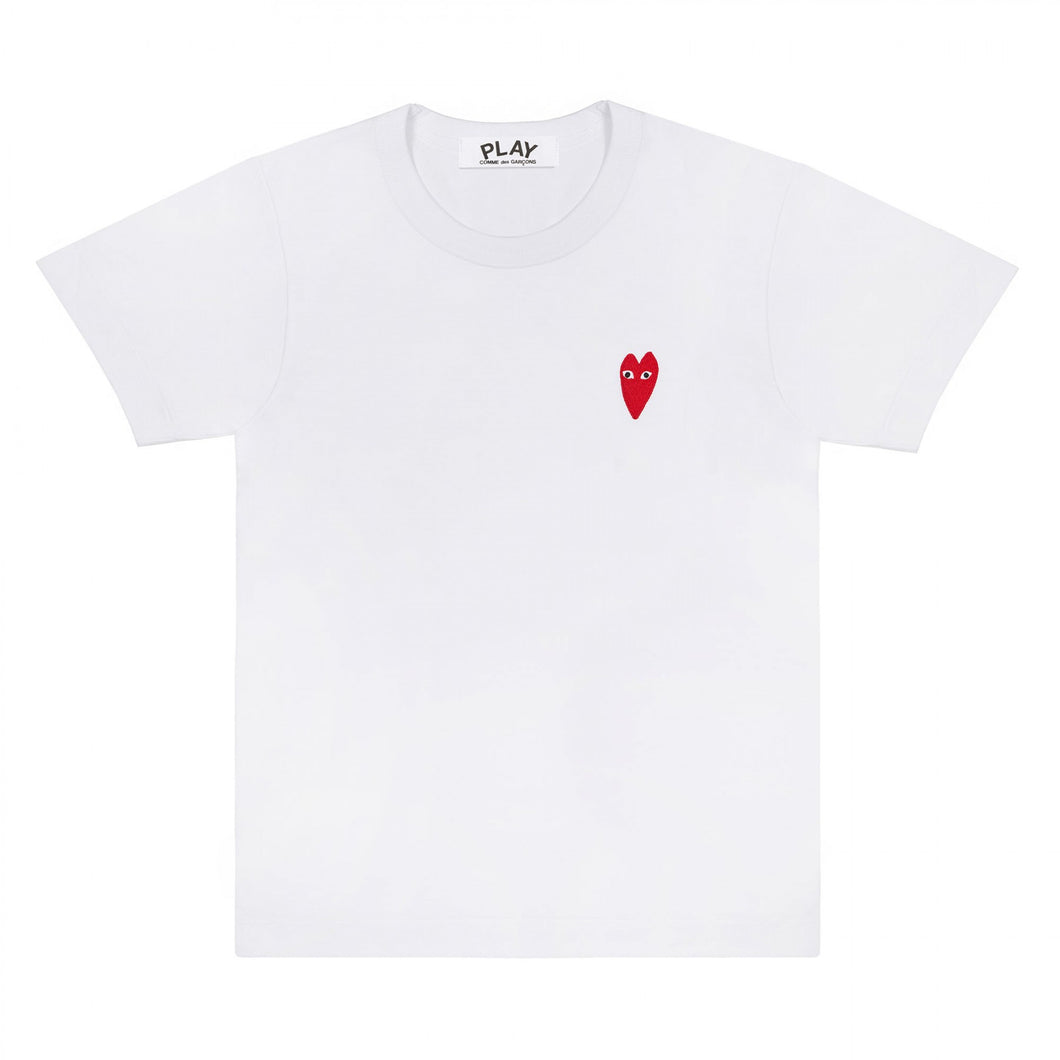 WHITE T-SHIRT STRETCHED EMBROIDERED HEART