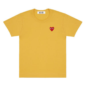 YELLOW T-SHIRT WITH EMBROIDERED RED HEART