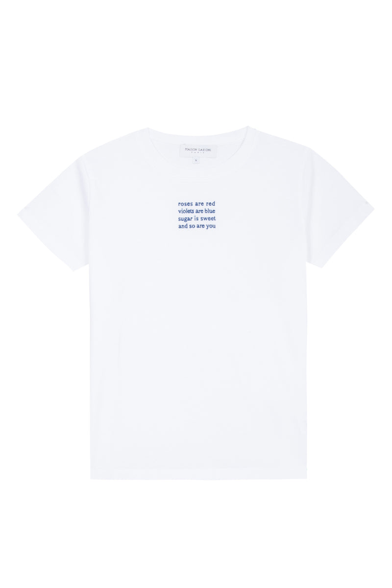 BOYFRIEND TEE-SHIRT POEME WHITE – Maison Mara