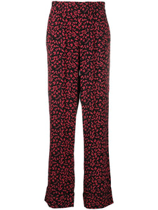 PANTS PRINTED CREPE BLACK/RED