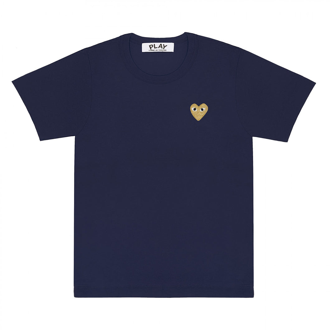 NAVY T-SHIRT GOLD EMBROIDERED HEART
