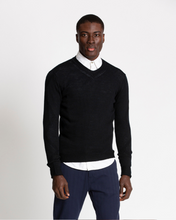 Load image into Gallery viewer, WOOL AND MOHAIR V-NECK SWEATER BLACK BEAUTY

