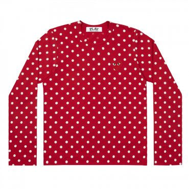 RED POLKA DOT LONG SLEEVE T-SHIRT WITH EMBROIDERED HEART
