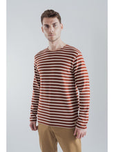 Load image into Gallery viewer, LONG SLEEVE STRIPED BRETON T-SHIRT SEQUOIA BROWN/OFF WHITE
