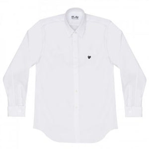 WHITE SHIRT WITH MINI EMBROIDERED BLACK HEART