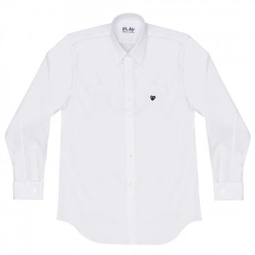 WHITE SHIRT WITH MINI EMBROIDERED BLACK HEART