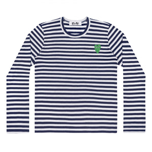 STRIPED LONG SLEEVE T-SHIRT WITH EMBROIDERED GREEN HEART