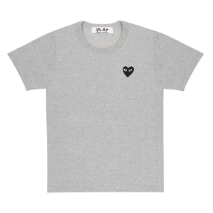 GREY T-SHIRT BLACK EMBROIDERED HEART