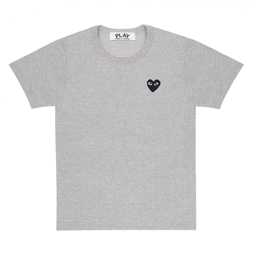 GREY T-SHIRT BLACK EMBROIDERED HEART