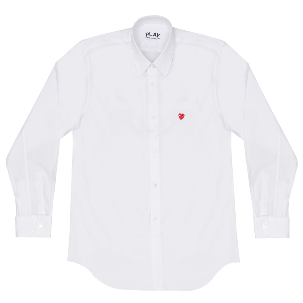 WHITE SHIRT WITH MINI EMBROIDERED RED HEART
