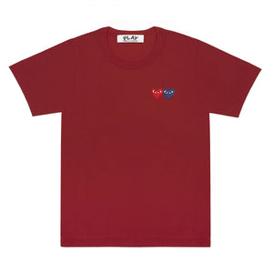 BURGUNDY T-SHIRT WITH DOUBLE HEART