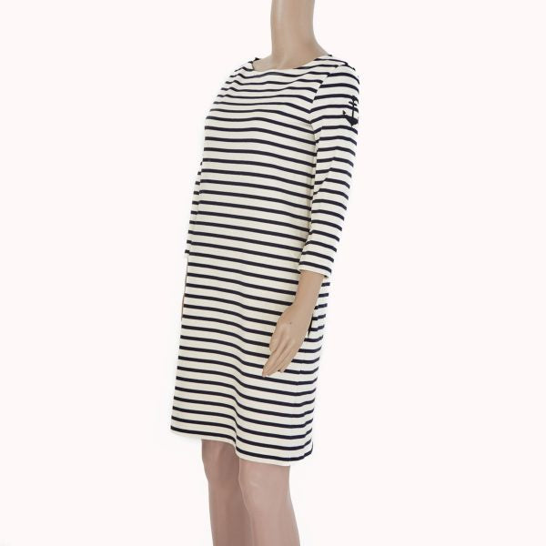 A-LINE STRIPE DRESS WITH ANCHOR DETAIL