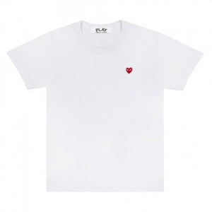 WHITE T-SHIRT WITH MINI EMBROIDERED RED HEART