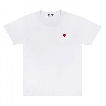 WHITE T-SHIRT WITH MINI EMBROIDERED RED HEART