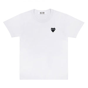 WHITE T-SHIRT WITH BLACK EMBROIDERED HEART