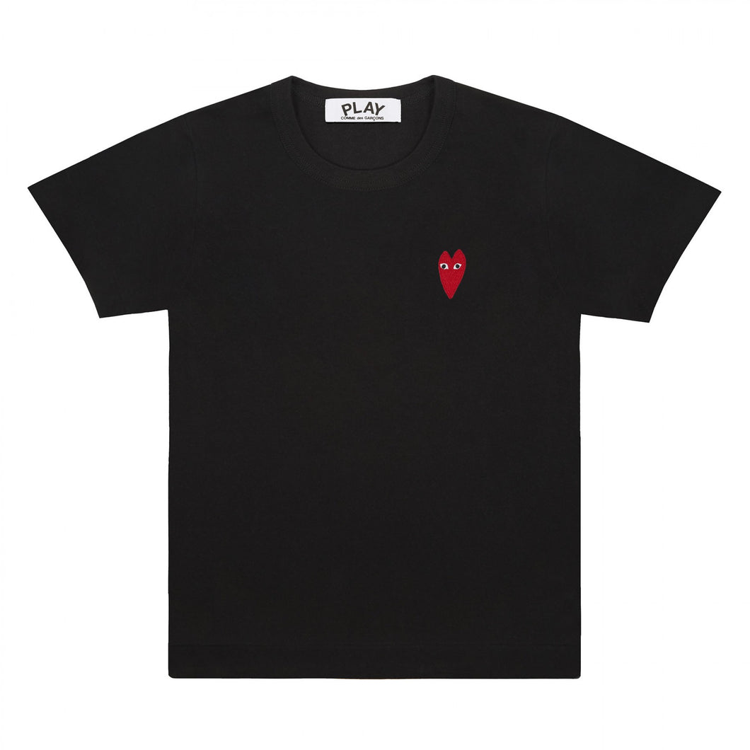 BLACK T-SHIRT STRETCHED EMBROIDERED HEART