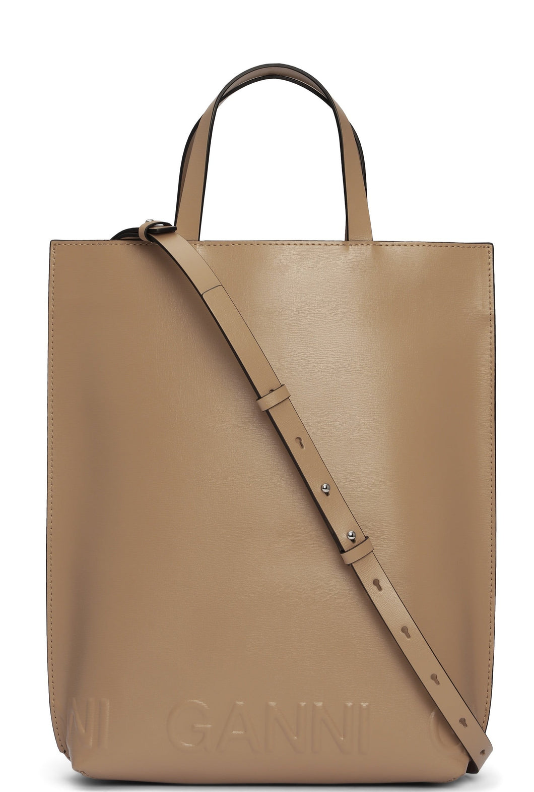 MEDIUM TOTE BANNER RECYCLED LEATHER TANNIN