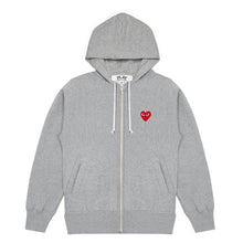 Load image into Gallery viewer, GREY ZIPPED HOODIE WITH 5 HEARTS ON BACK
