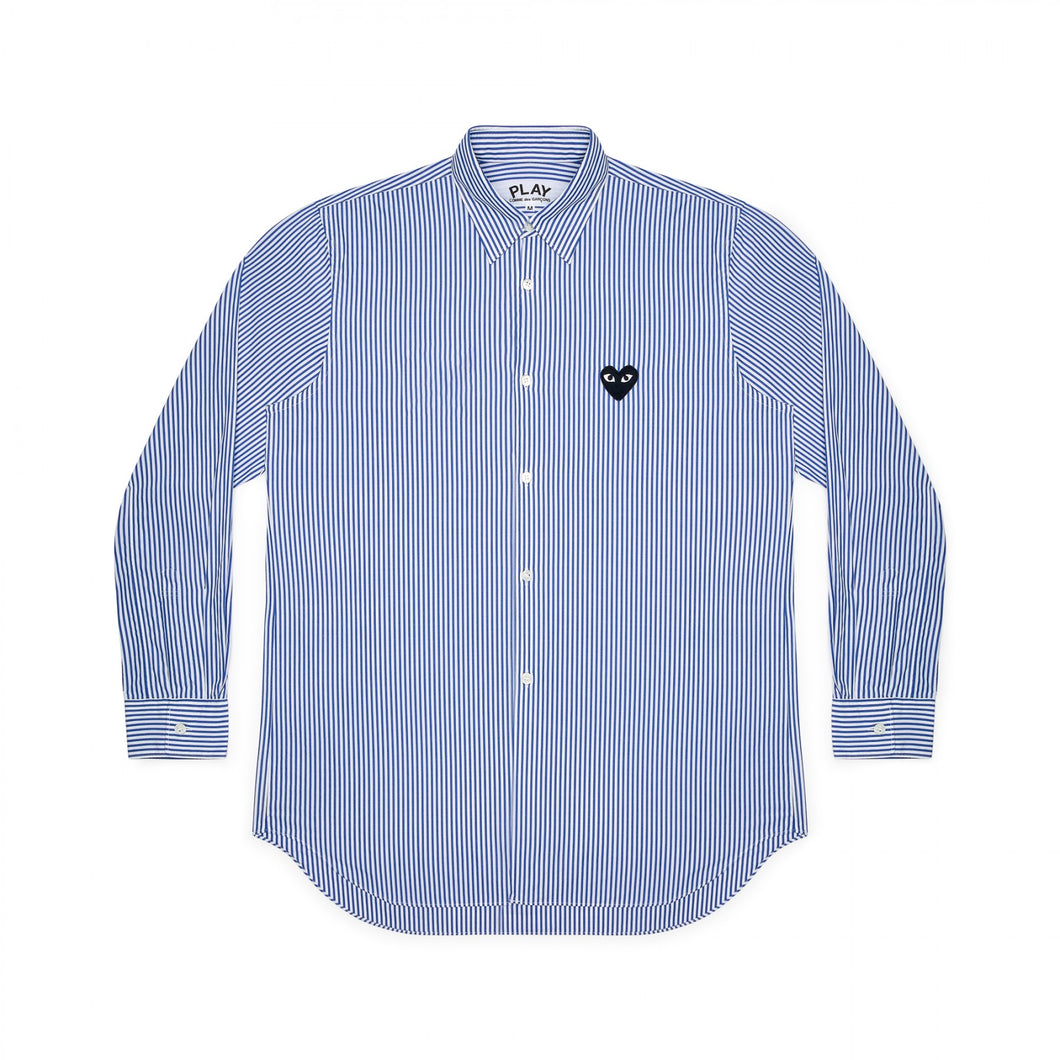 SINGLE STRIPE SHIRT WITH BLACK EMBROIDERED HEART