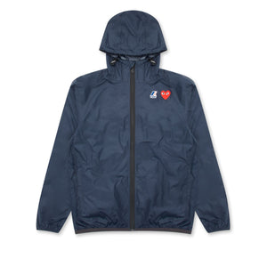 K-WAY X CDG FITTED NAVY ZIPPED RAINCOAT