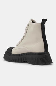 CREEPERS TEXTILE LACE UP BOOT RECYCLED POLYESTER EGRET