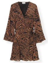 Load image into Gallery viewer, MINI WRAP DRESS PRINTED GEORGETTE TIGER
