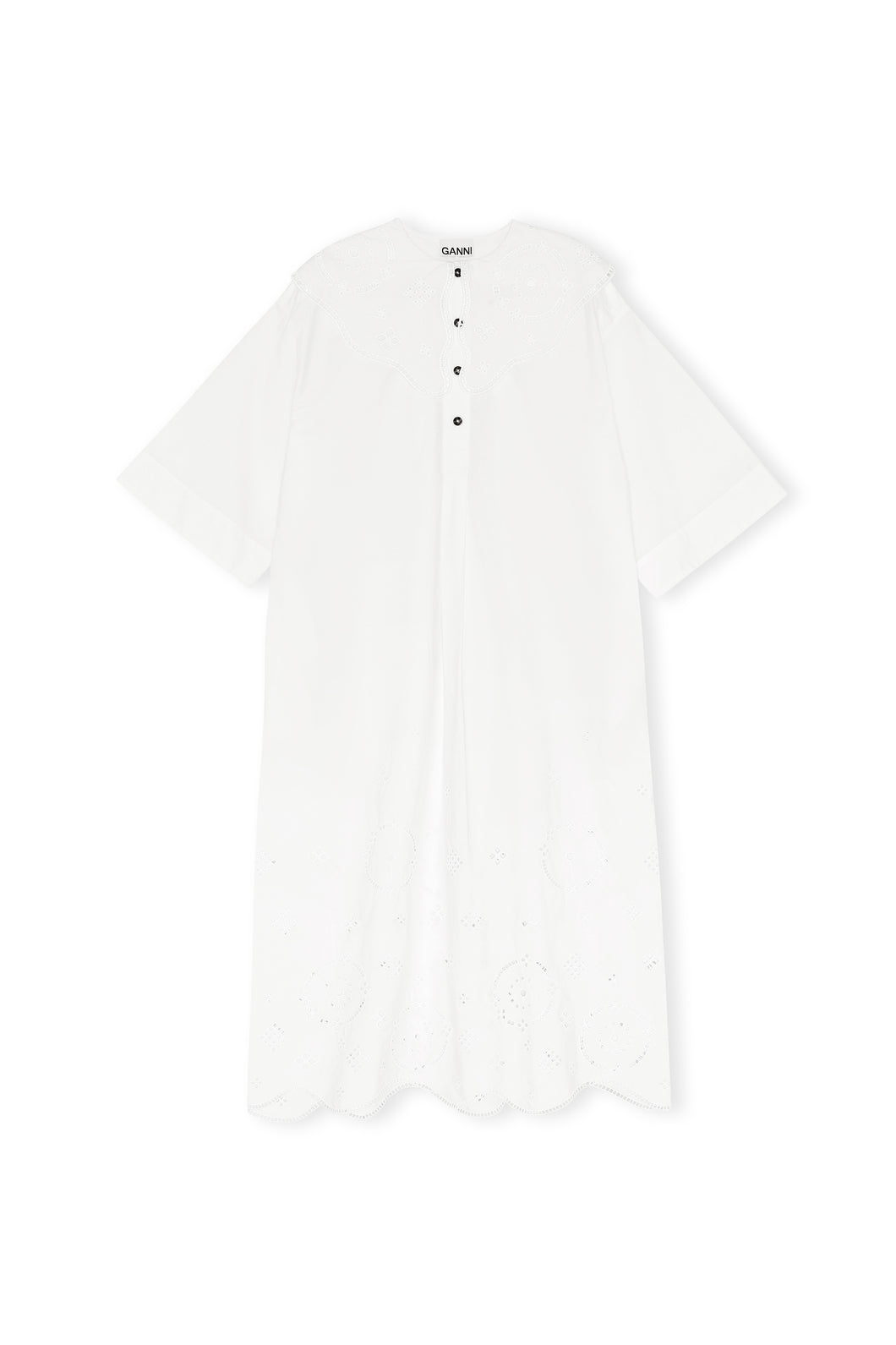 OVERSIZED DRESS BRODERIE ANGLAISE BRIGHT WHITE