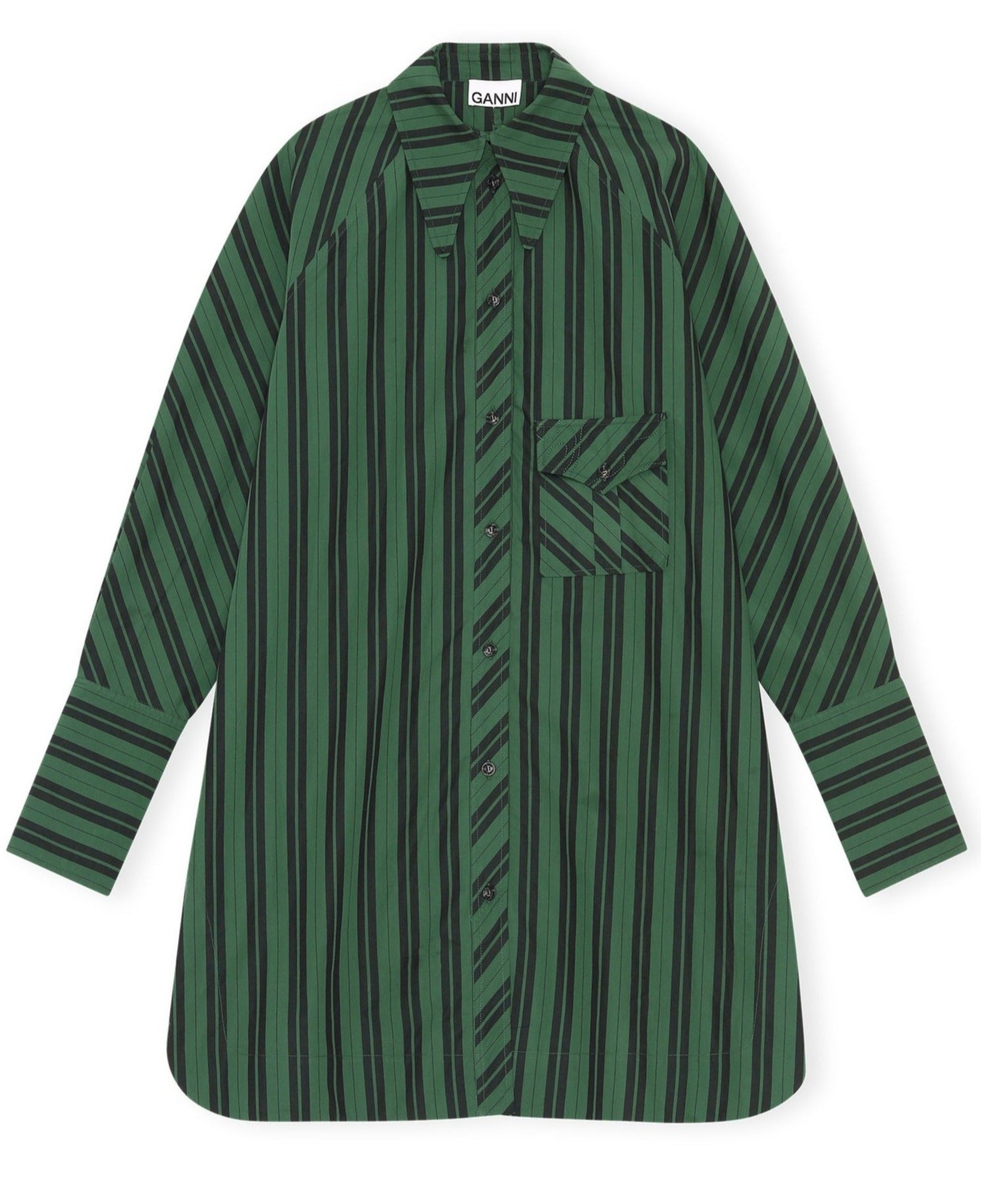 OVERSIZED SHIRT DRESS STRIPE COTTON DARK GREEN Maison Mara OVERSIZED SHIRT DRESS STRIPE COTTON DARK GREEN Maison Mara