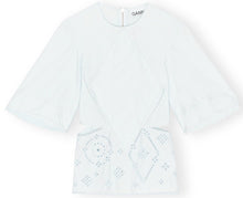 Load image into Gallery viewer, BRODERIE ANGLAISE PATCH BLOUSE ILLUSION BLUE
