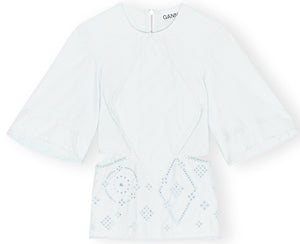 BRODERIE ANGLAISE PATCH BLOUSE ILLUSION BLUE