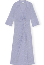 Load image into Gallery viewer, VISCOSE JACQUARD WRAP DRESS COSMIC SKY
