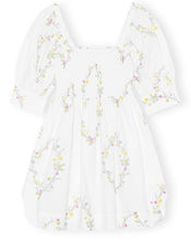 Load image into Gallery viewer, PRINTED COTTON MINI SMOCK DRESS BRIGHT WHITE
