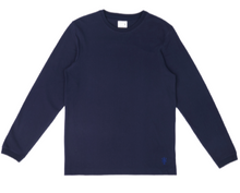 Load image into Gallery viewer, PIQUE  LONG SLEEVE  NAVY T-SHIRT
