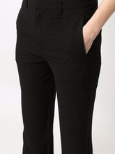 Load image into Gallery viewer, DRAPEY STRUCTURE SIDE PANEL MID WAIST SLIM PANTS 50% RECYCLED POLYESTER 50% POLYESTER BLACK
