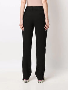 DRAPEY STRUCTURE SIDE PANEL MID WAIST SLIM PANTS 50% RECYCLED POLYESTER 50% POLYESTER BLACK