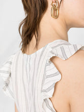 Load image into Gallery viewer, LIGHT STRIPE V-NECK WRAP DRESS VISCOSE ORGANIC COTTON EGRET
