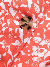 Load image into Gallery viewer, PRINTED LIGHT CREPE DEEP V-NECK WRAP DRESS RECYCLED POLYESTER MINI FLORAL ORANGE DOT
