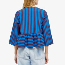 Load image into Gallery viewer, PEPLUM BLUE BLOUSE
