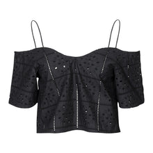 Load image into Gallery viewer, BRODERIE ANGLAISE TOP BLACK

