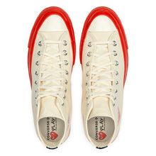Load image into Gallery viewer, WHITE HIGH TOP HEART PRINT RED SOLE CONVERSE
