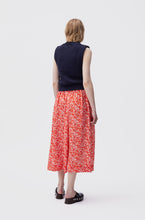 Load image into Gallery viewer, PRINTED LIGHT CREPE ELASTICATED MAXI SKIRT RECYCLED POLYESTER MINI FLORAL ORANGEDOT
