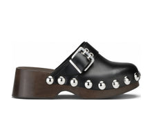 Load image into Gallery viewer, RETRO LEATHER CLOG CALF LEATHER BLACK
