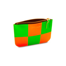 Load image into Gallery viewer, SMALL POUCH FLUO SQUARES ORANGE/GREEN

