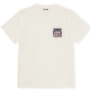 BASIC JERSEY O-NECK RELAXED T-SHIRT LOVECLUB PRINT ORGANIC COTTON EGRET