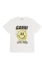 Load image into Gallery viewer, LIGHT JERSEY SUN LOVE PRINT O-NECK RELAXED T-SHIRT ORANIC COTTON BRIGHT WHITE
