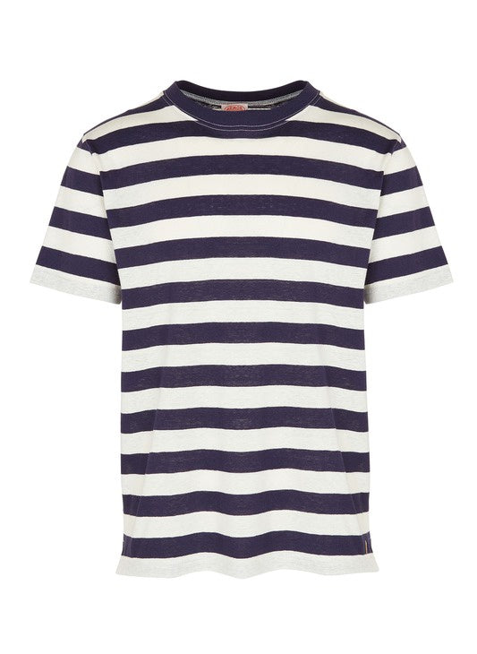 T SHIRT S/S STRIPES HERITAGE NAVY/NATURE