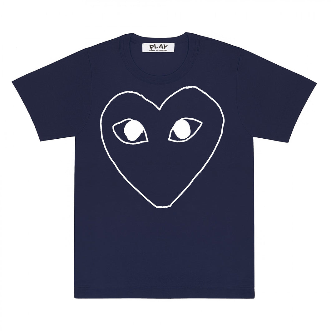 NAVY T-SHIRT WITH WHITE OUTLINE HEART