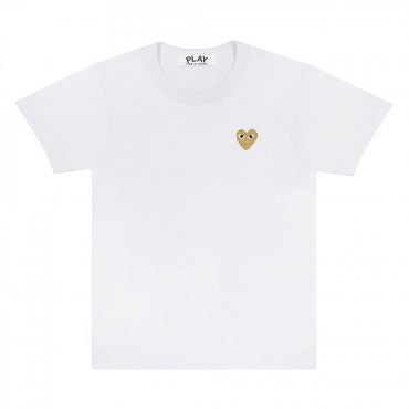 WHITE T-SHIRT WITH GOLD EMBROIDERED HEART