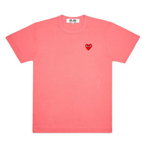 PINK T-SHIRT WITH EMBROIDERED RED HEART